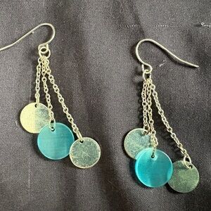 Elegant Silver and Teal Dangle Earrings